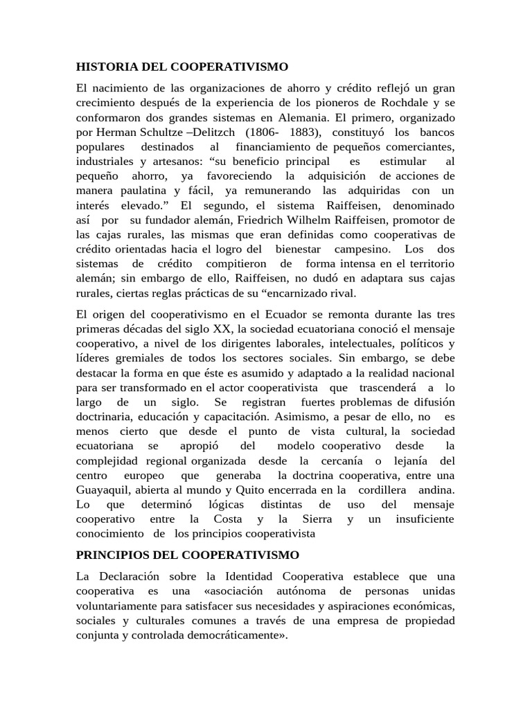 Historia Del Cooperativismo | PDF | Cooperativa | Democracia