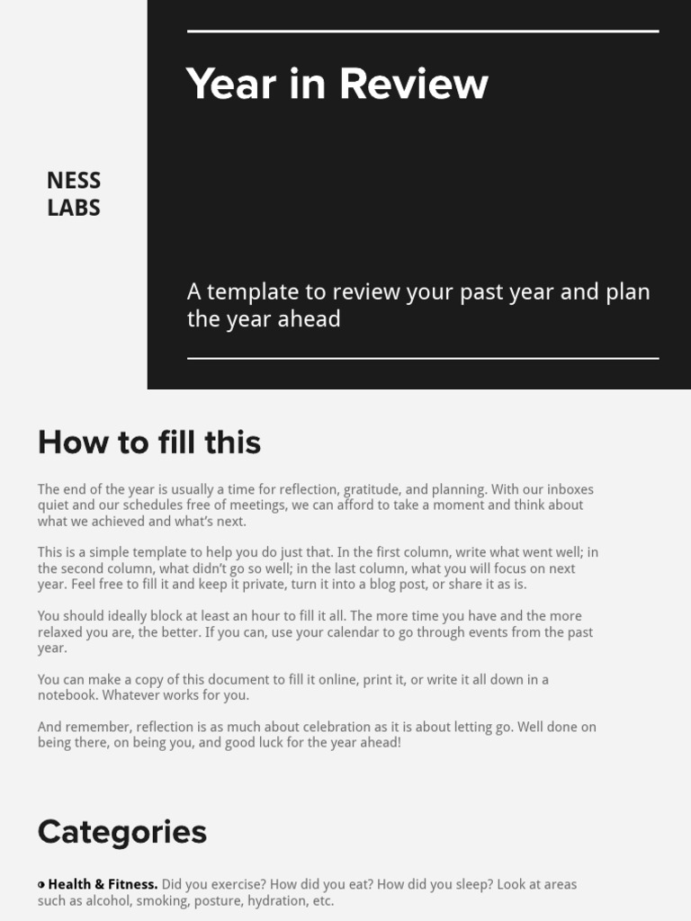 Year in Review Template - Ness Labs | PDF | Psychology | Cognition