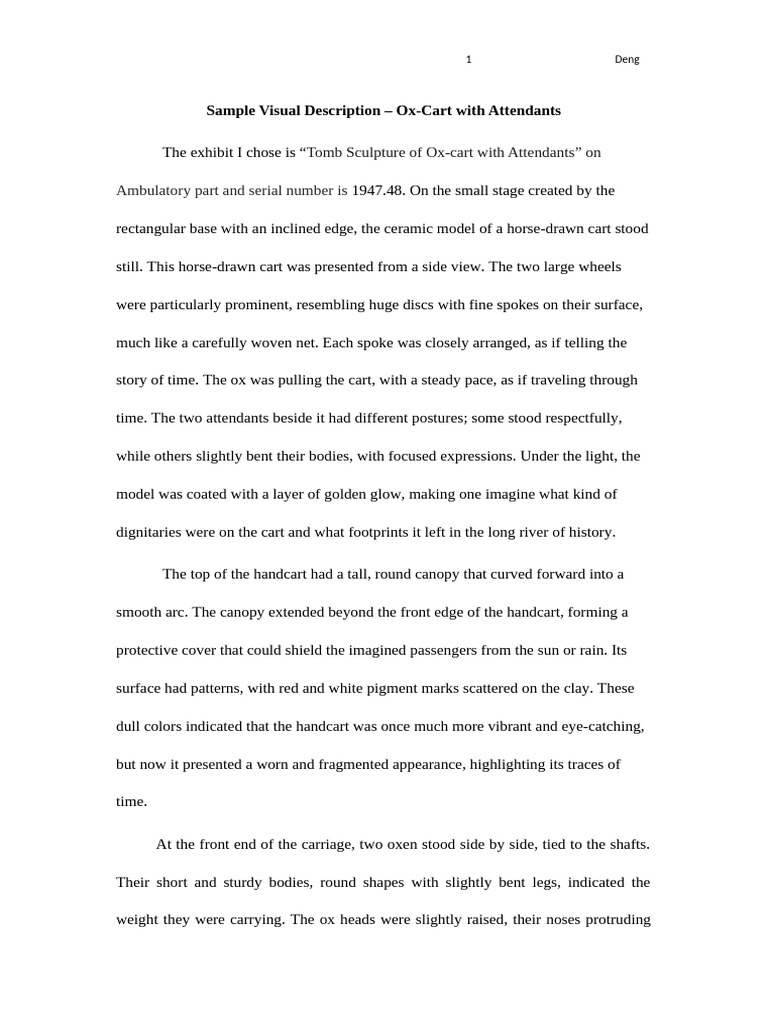 Sample Visual Description - Ox 2 | PDF | Cart