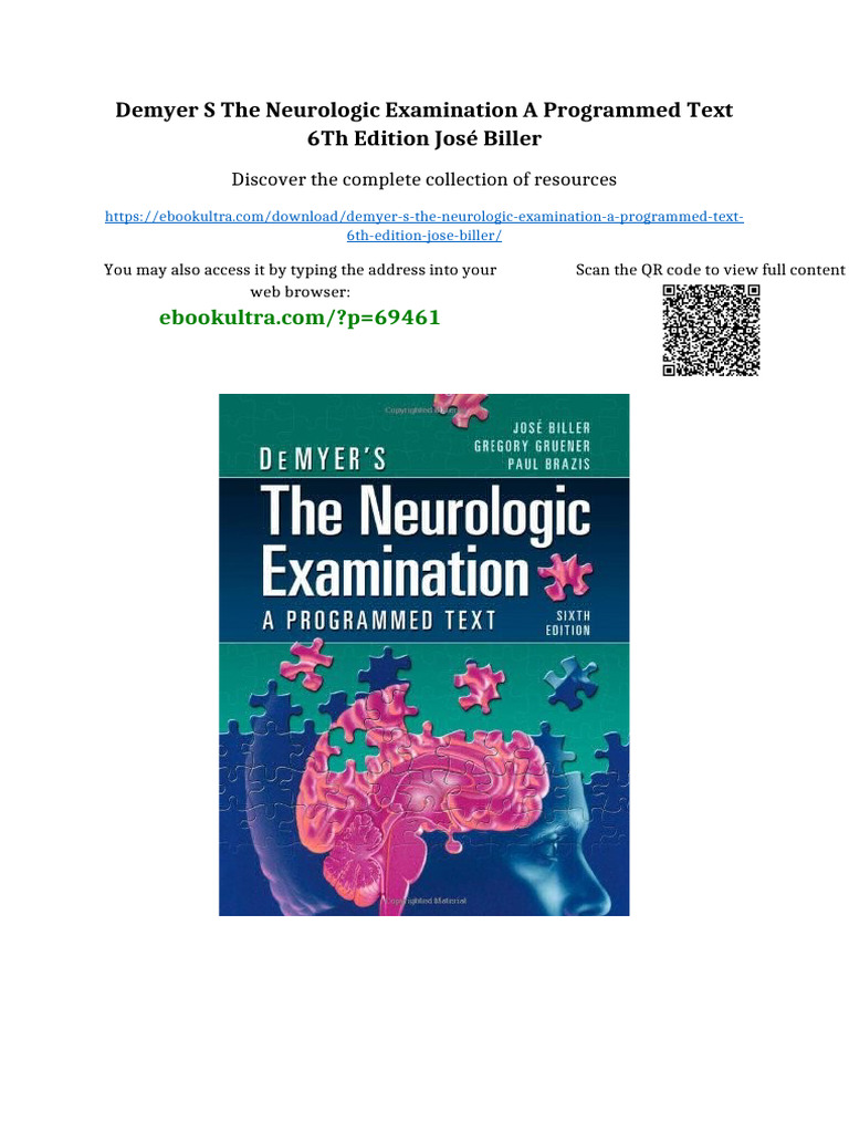 DeMyer s The Neurologic Examination A Programmed Text 6th Edition José ...