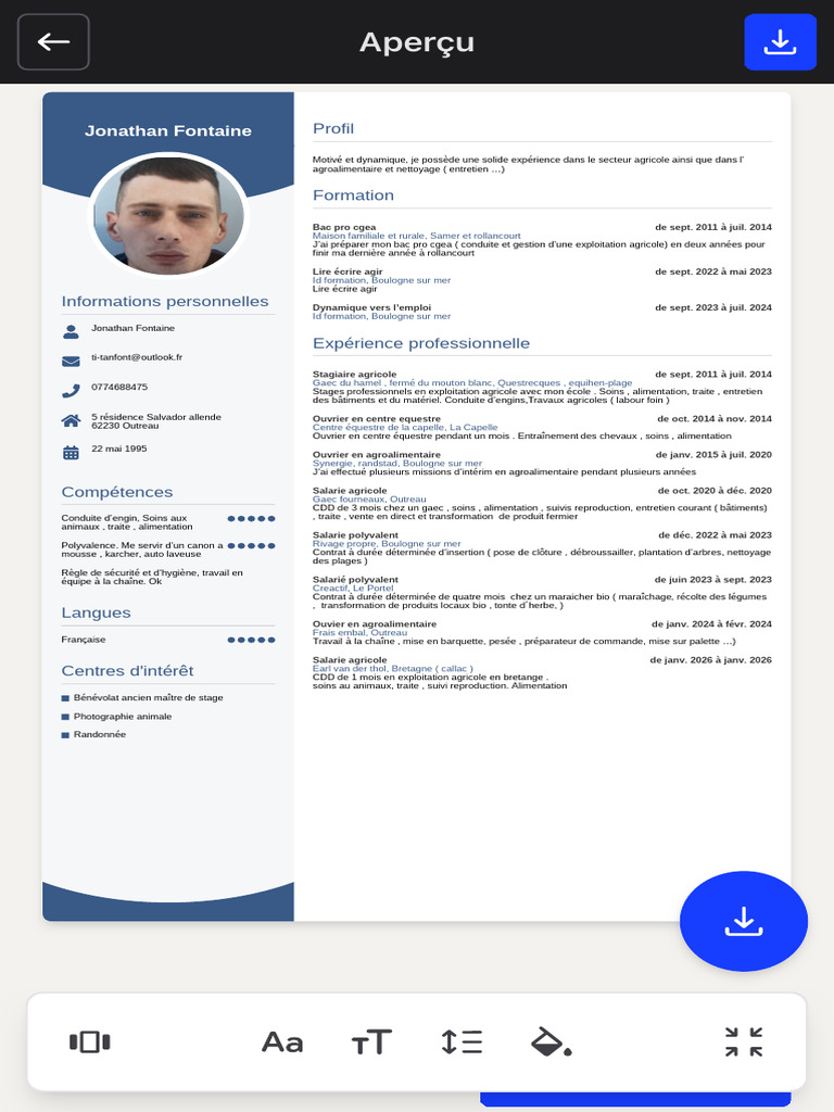 Copie de CV de Jonathan Fontaine | PDF | Chevaux | Agriculture