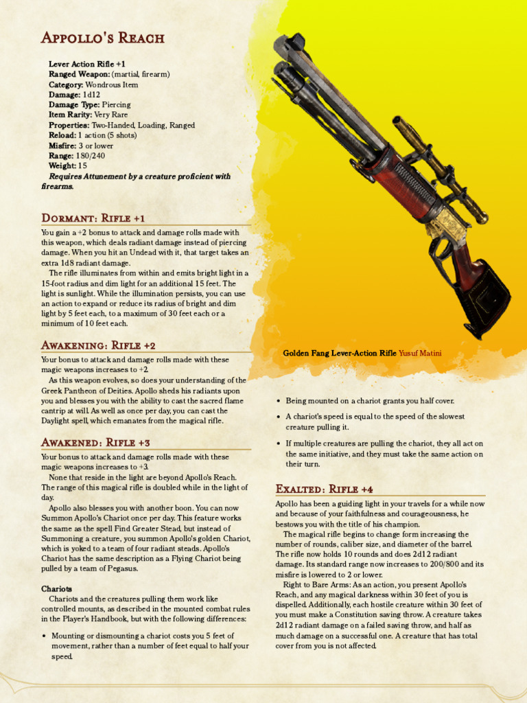 Apollo's Reach v1.0 | PDF | Rifle | Flight