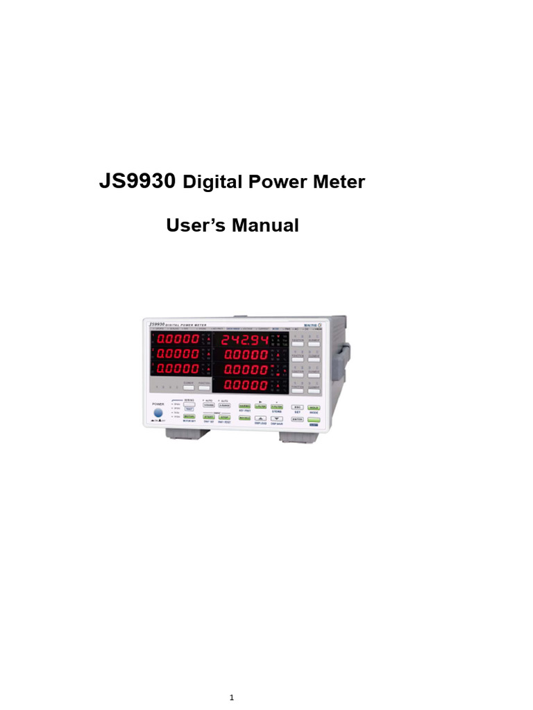 JS9930 Users Manual | PDF | Ac Power | Electrical Engineering