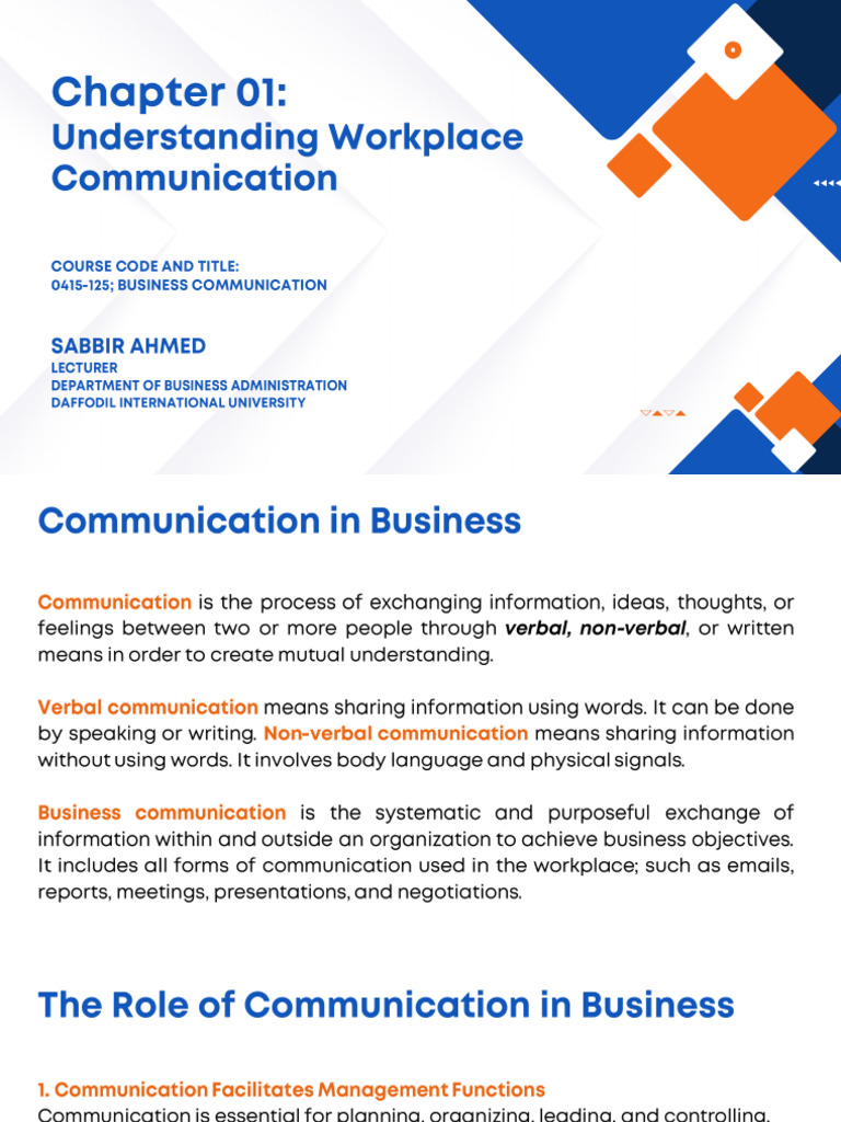 Chapter 01 Understanding Workplace Communication | PDF | Communication ...