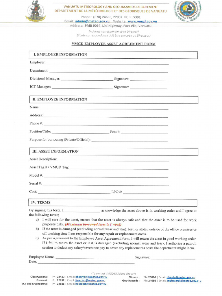 VMGD Employee Asset Agreement Form | PDF