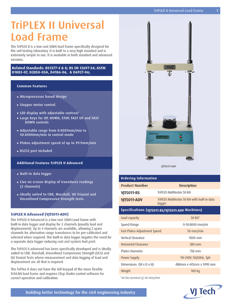 TriPLEX II Universal Load Frame Datasheet | PDF