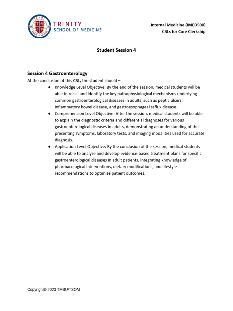 Student - IM CBLs Session 4-2 | PDF | Esophageal Cancer ...