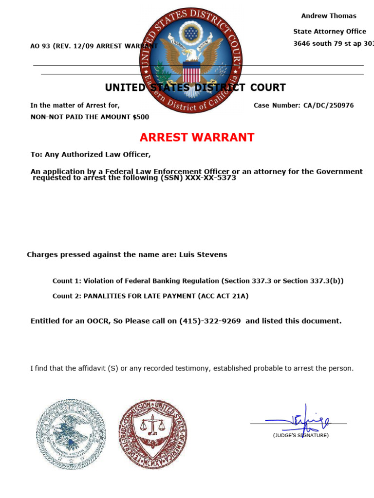 Arrest Warrant | PDF