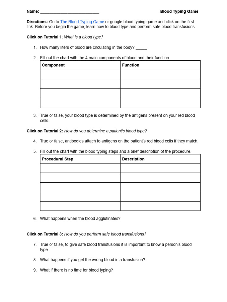 Copia de Blood Typing Game (Revised) | PDF