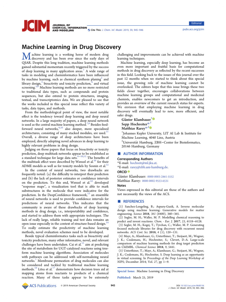 Klambauer Et Al 2019 Machine Learning in Drug Discovery | PDF | Deep ...