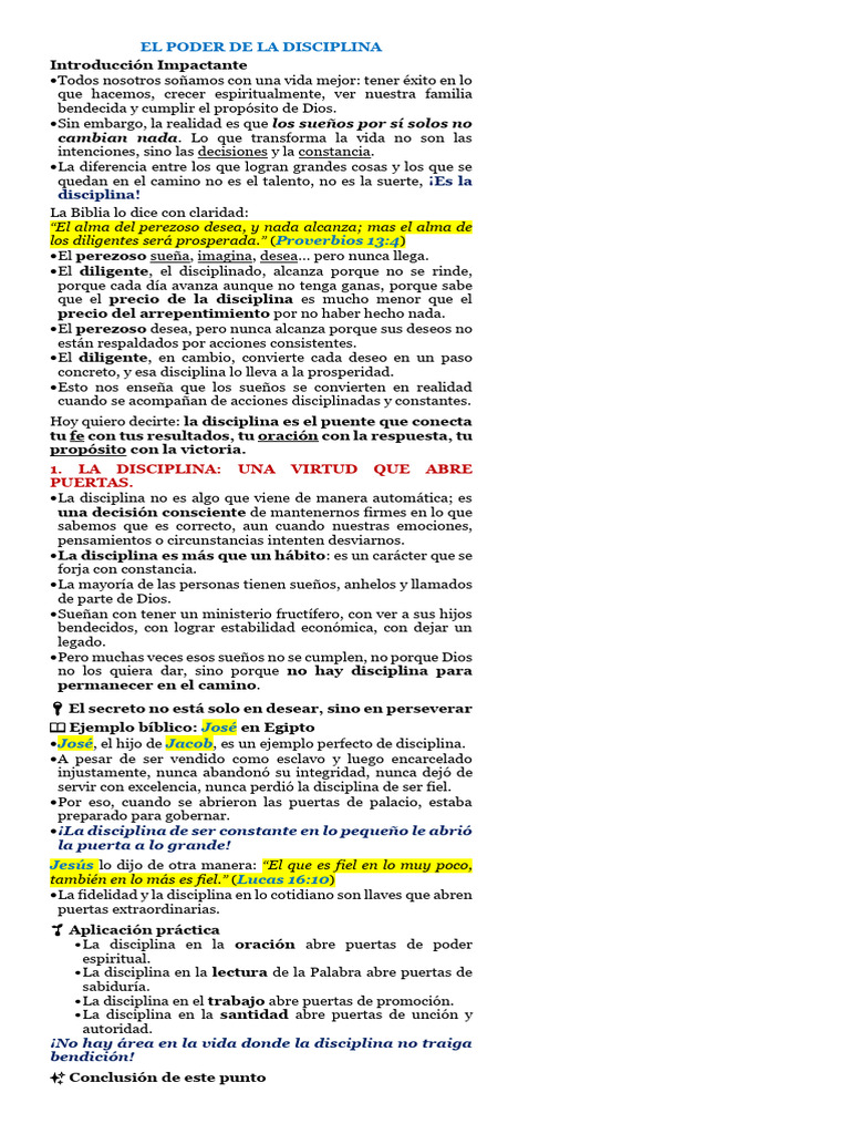 El Poder de La Disciplina | PDF | Oración | Amor