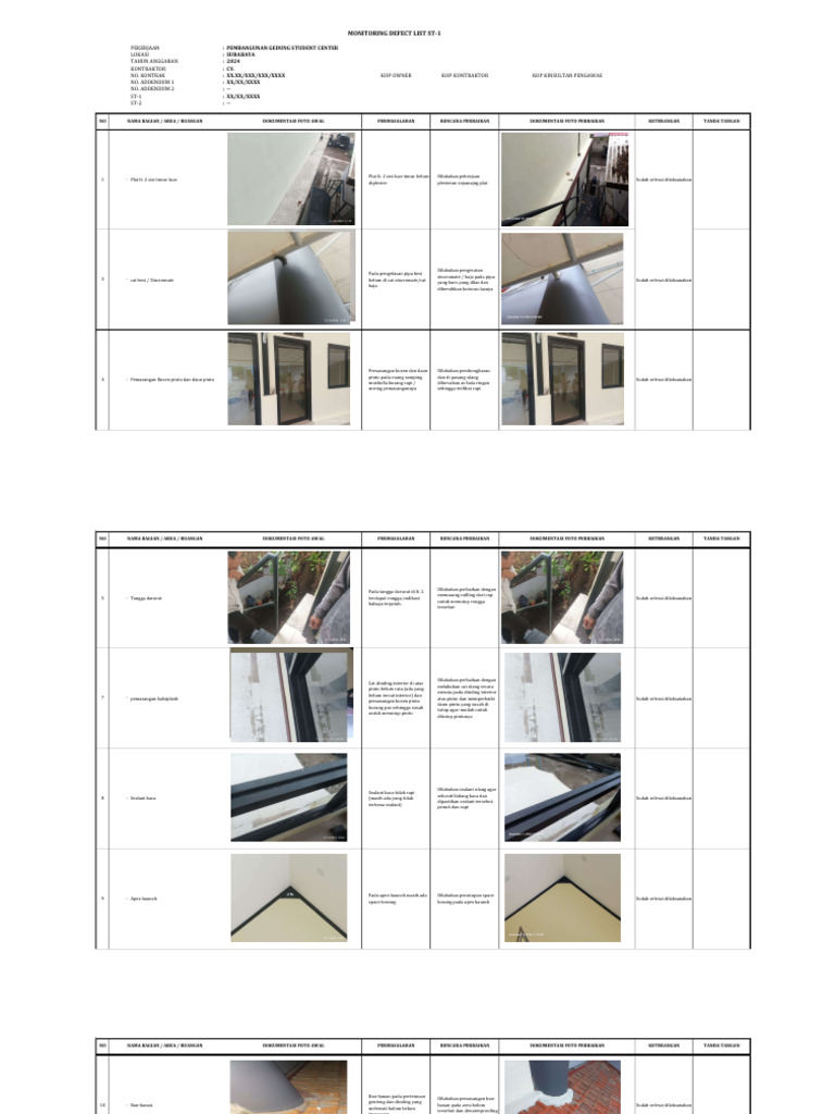 Monitoring Defect List | PDF