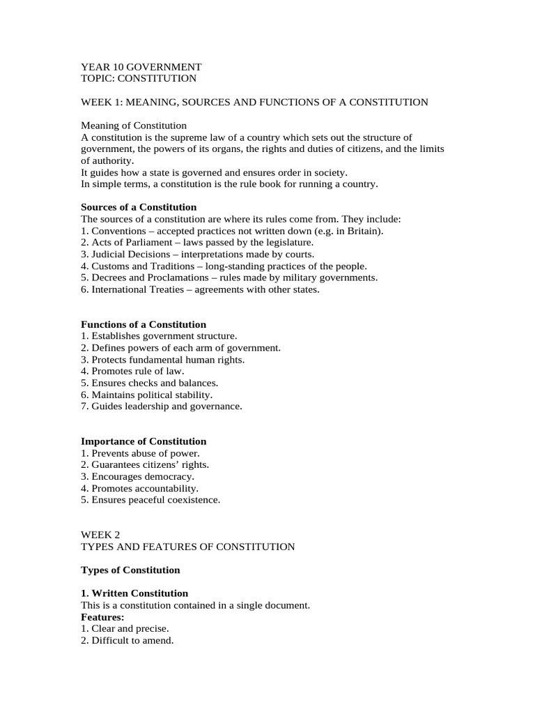 Year 10 Government Note | PDF | Political Parties | Rule Of Law