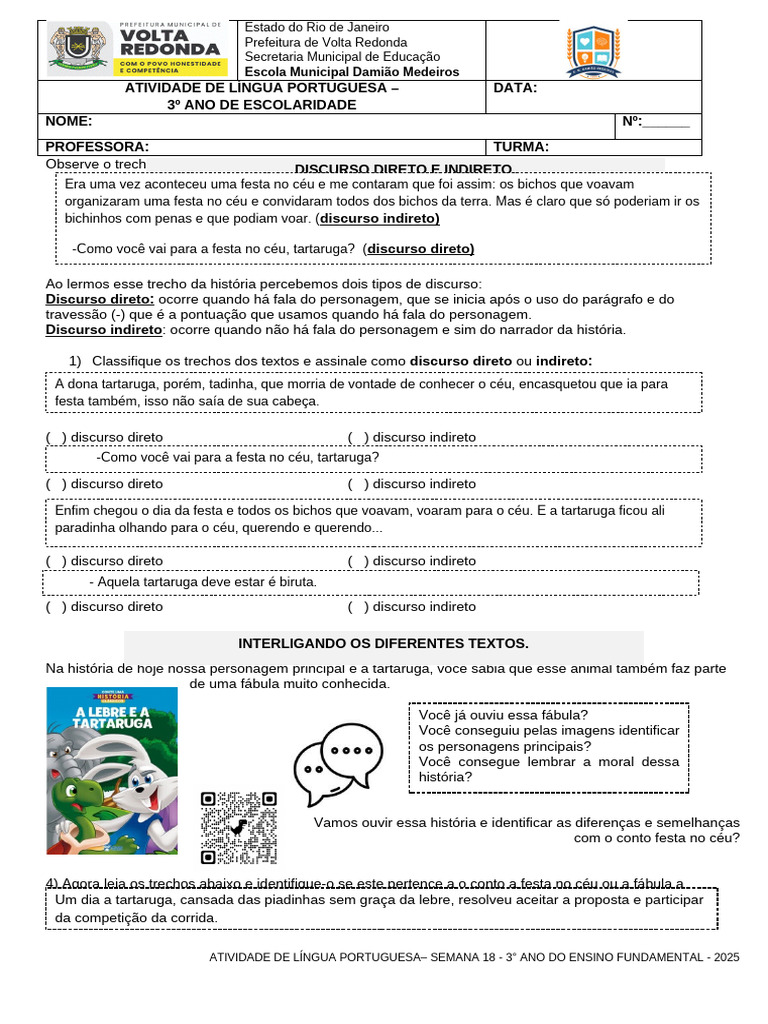 02 Atividade de Língua Portuguesa | PDF | Contos