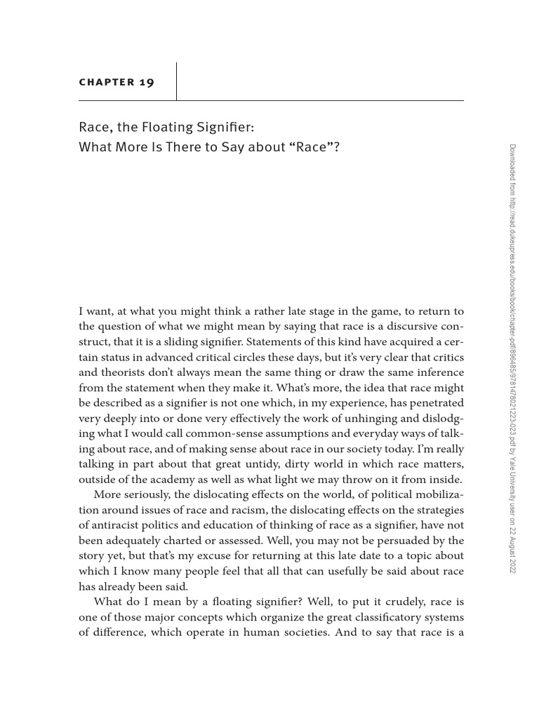 Hall 1997 Race The Floating Signifier | PDF | Race (Human ...