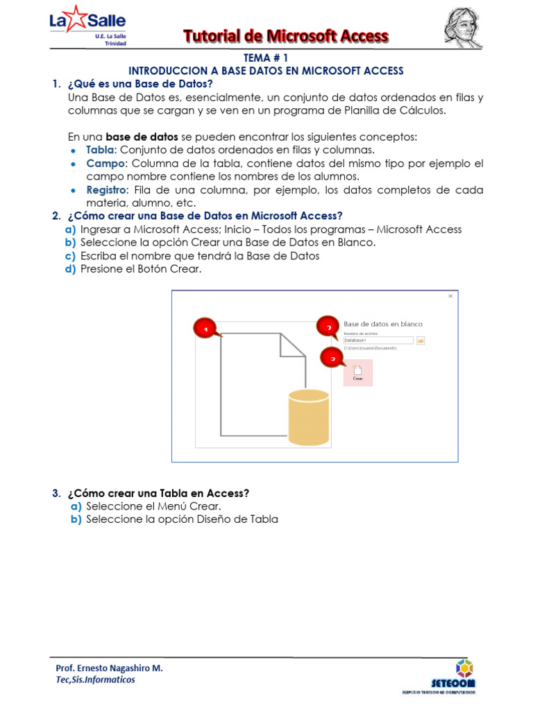 TEMA 1 (Introduccion A Las Bases de Datos Access) | PDF | Bases de ...