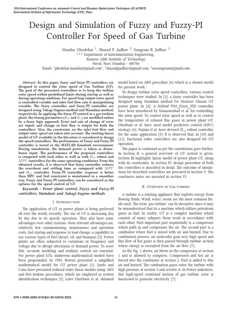 Design and Simulation of Fuzzy and Fuzzy-PI Controller For Speed of Gas ...
