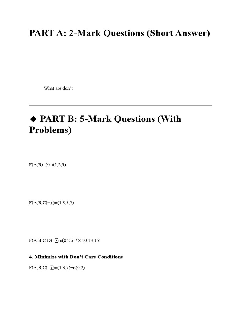 Practics Questions For K Map | PDF
