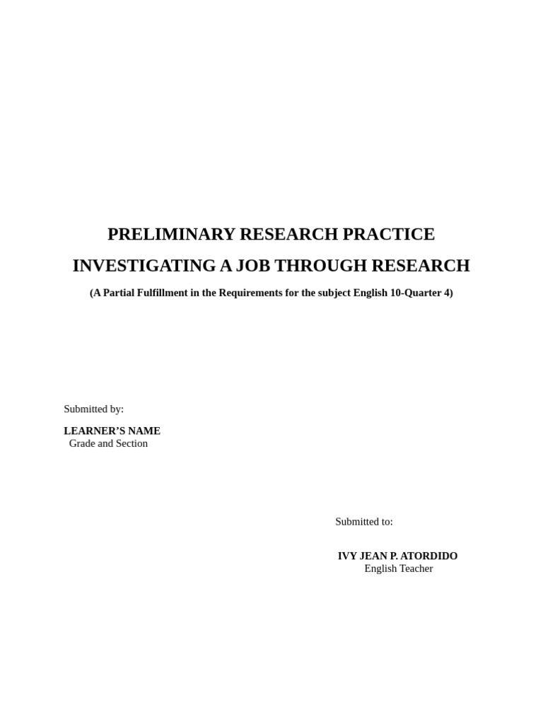 Preliminary Research Practice | PDF