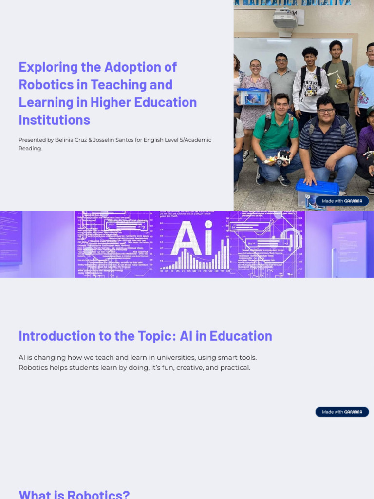 Exploring the Adoption of Robotics in Teaching and Learning in Higher ...