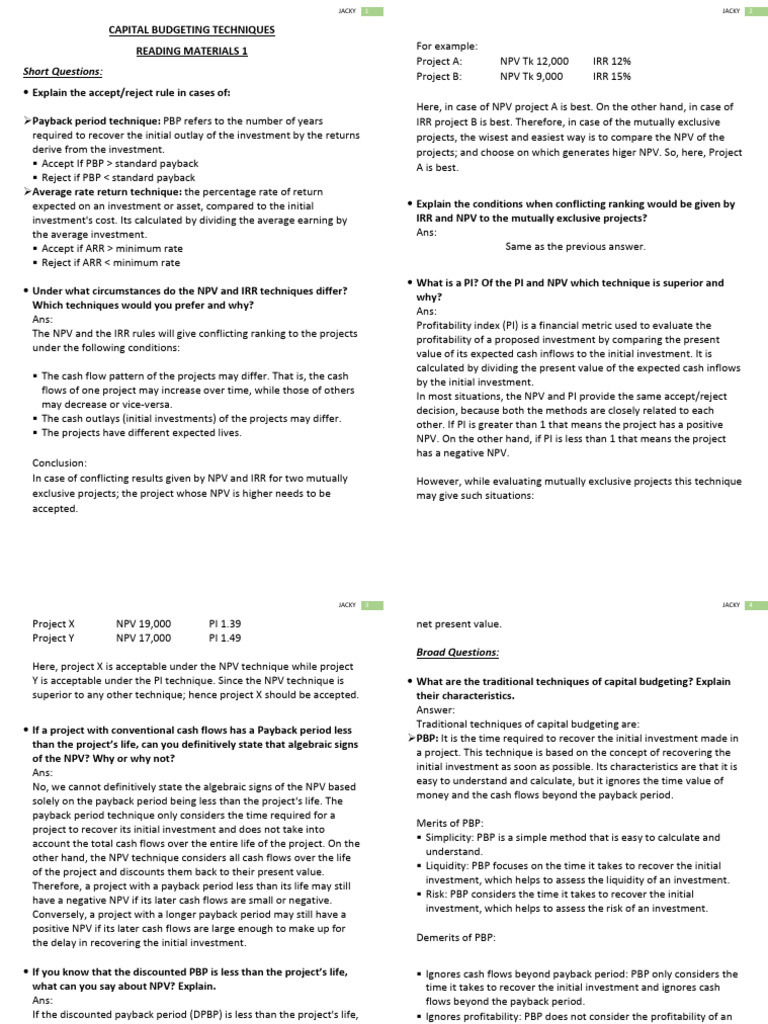 Corporate Finance BI 310 Note | PDF | Corporations | Business