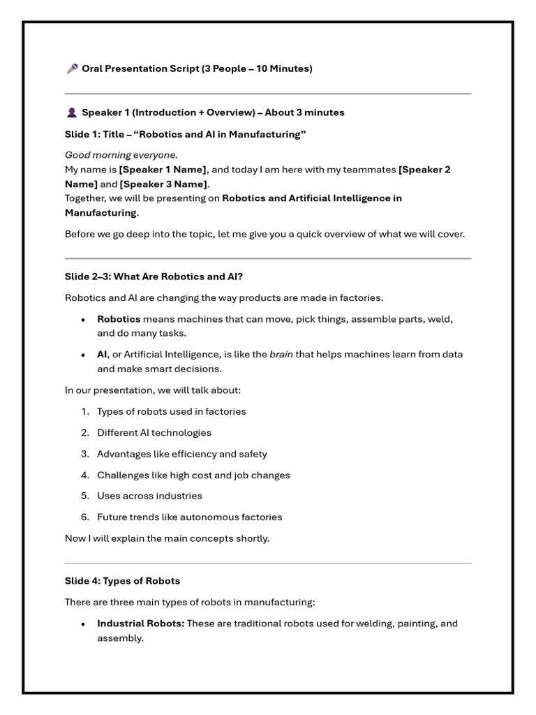 ? Oral Presentation Script | PDF | Artificial Intelligence ...