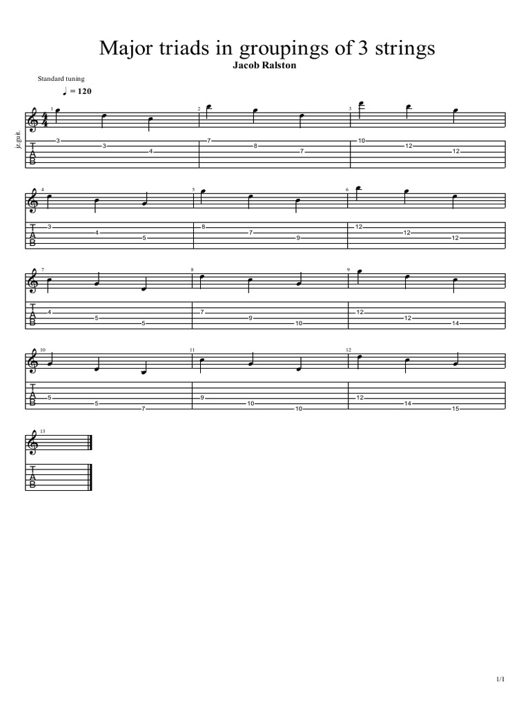 Triads in Groupings of 3 Strings | PDF | Pitch (Music) | Music Theory