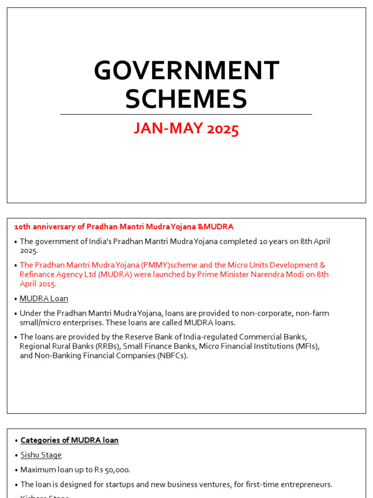 Jan - May 2025 Govt Scheme | PDF | Economy Of India | Government Of India