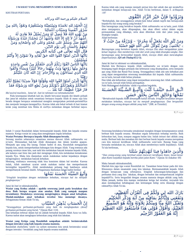 Kumpulan Khutbah Jum'at Q | PDF