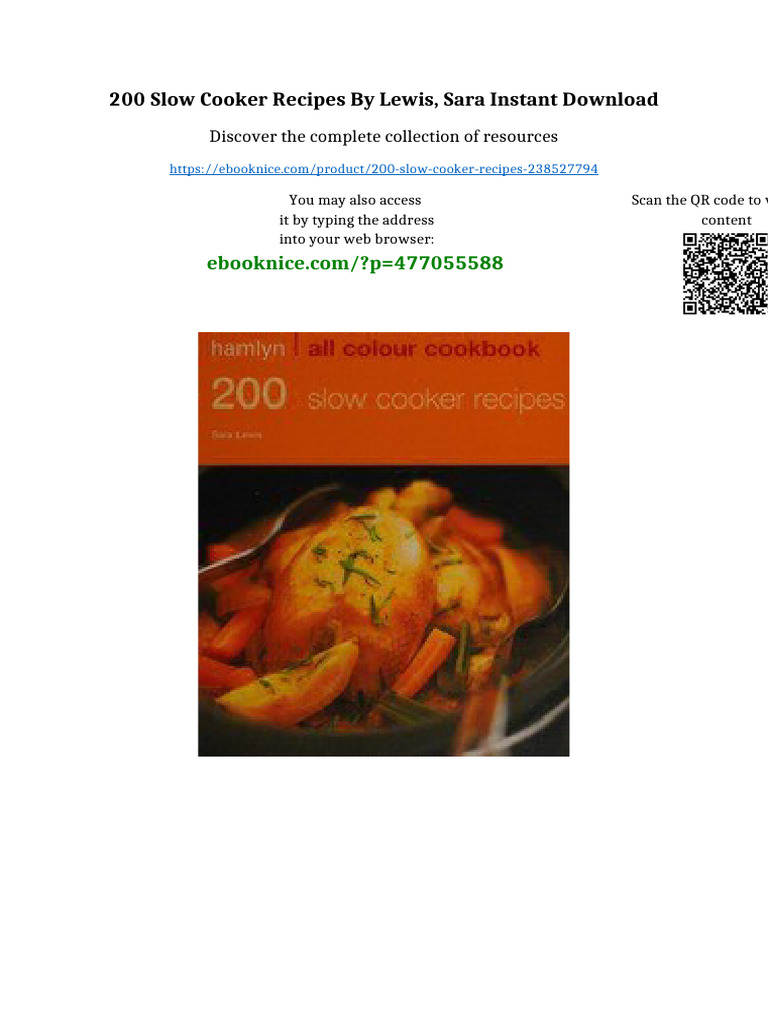 200 slow cooker recipes by Lewis, Sara instant download sample | PDF