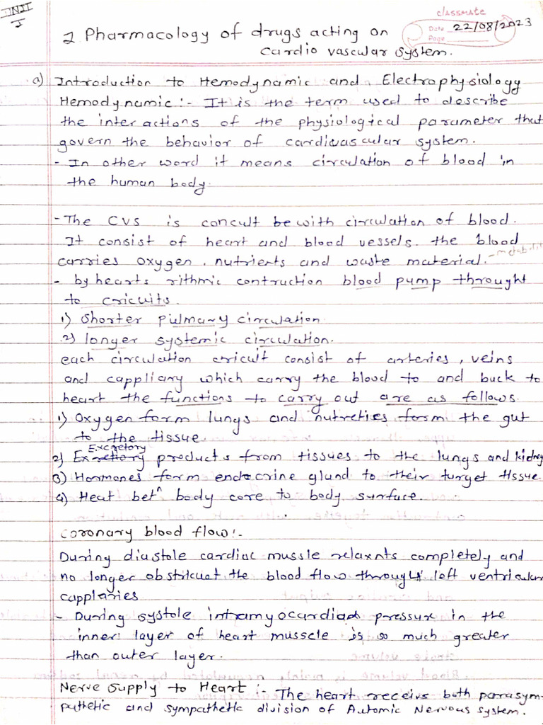 Pharmacology of Drugs Acting On Cardio Vascular System | PDF
