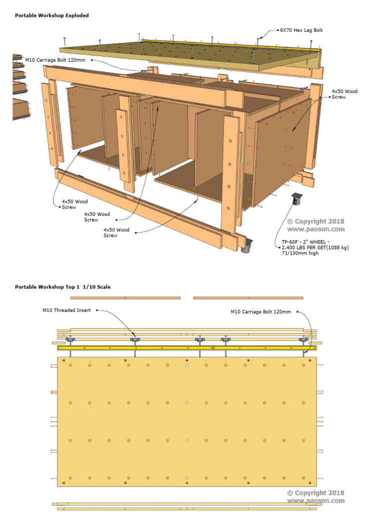 Plywood Workbench Exploded | PDF | Screw | Manufactured Goods