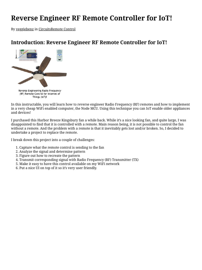 Reverse Engineer RF Remote Controller for IoT! _ 10 Steps (with ...