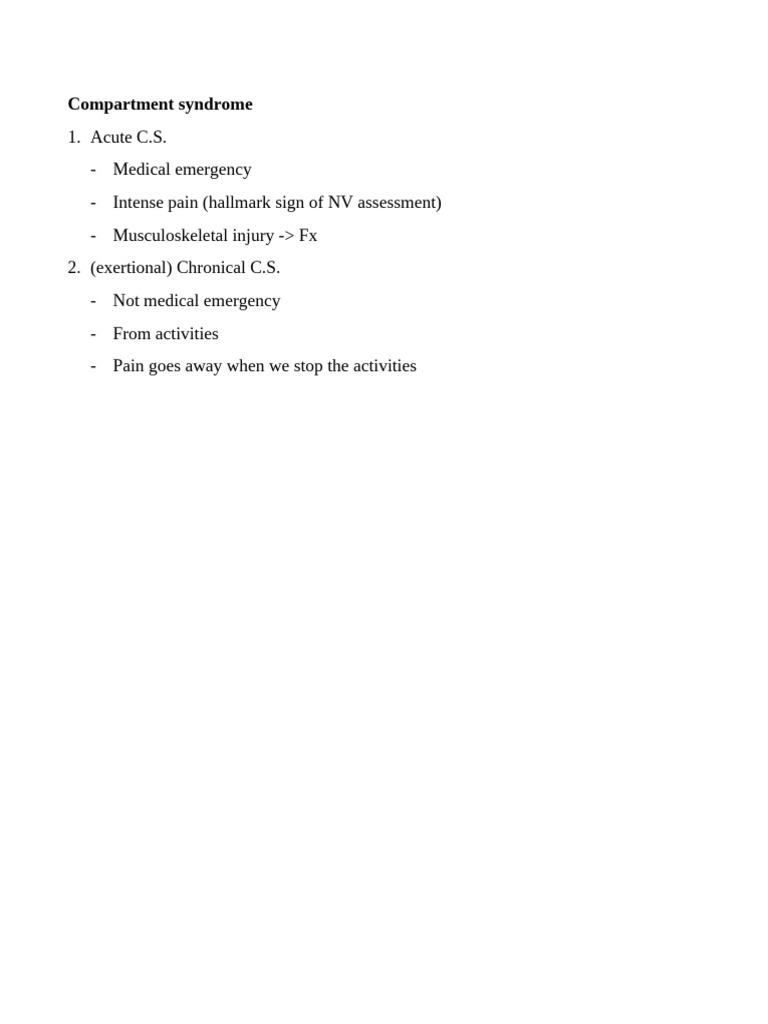 Review for Compartment Syndrome | PDF