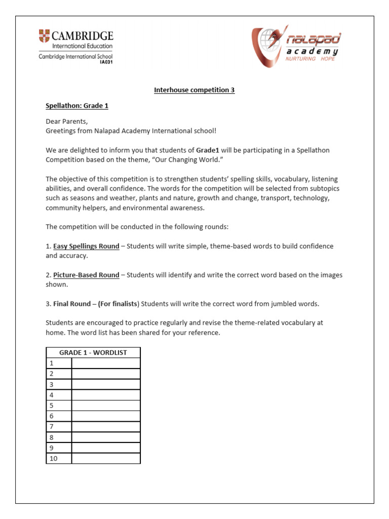 17710589026194575_Grade_1-_Spellathon | PDF