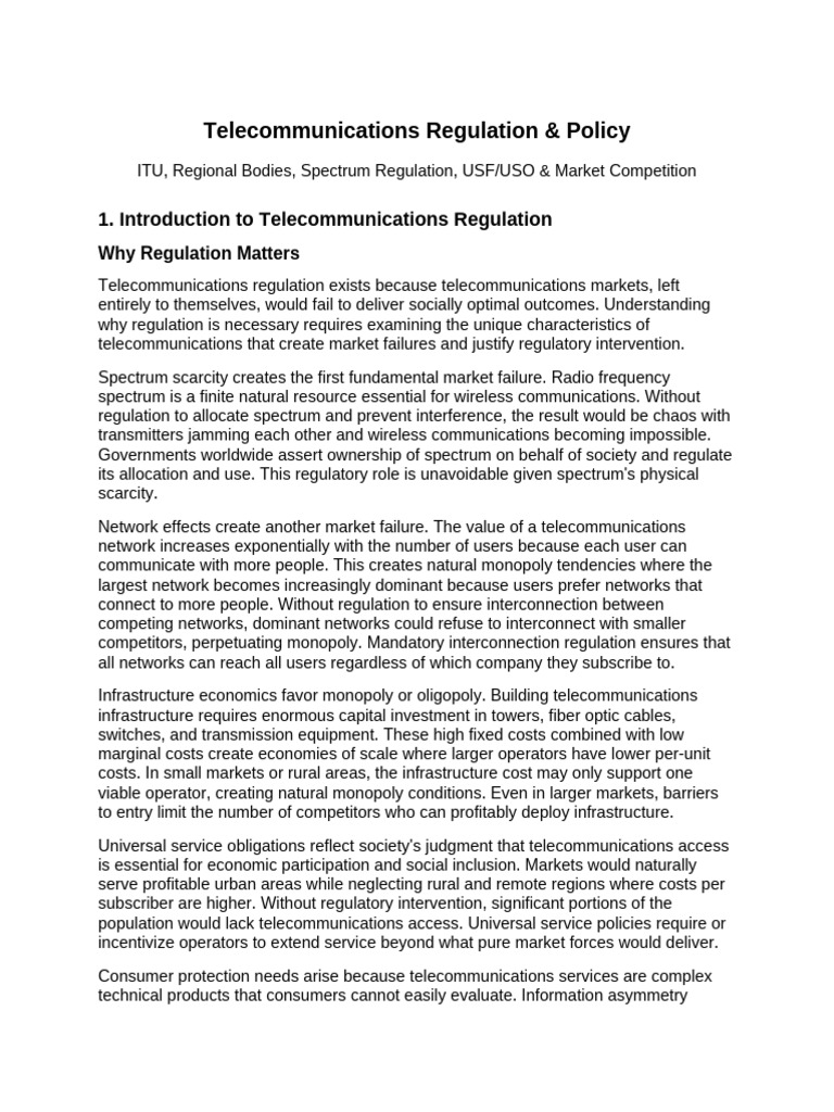 Telecom Regulation Policy Notes | PDF | Radio Spectrum | International ...