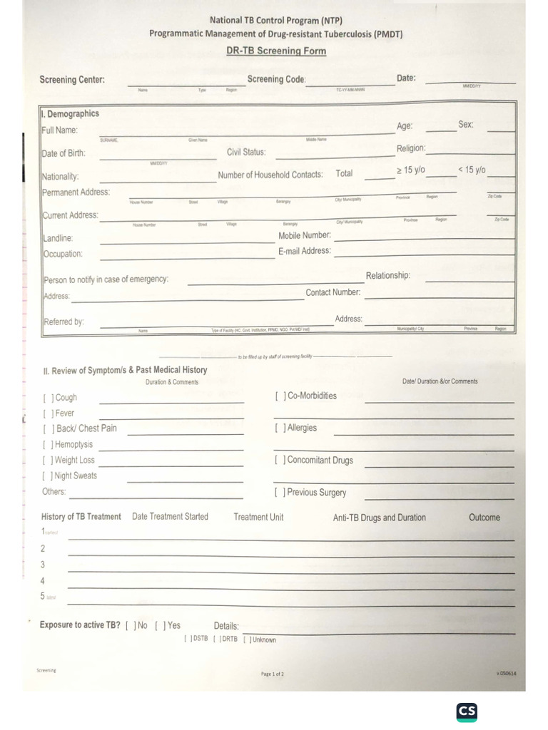 DR TB Screening Form | PDF
