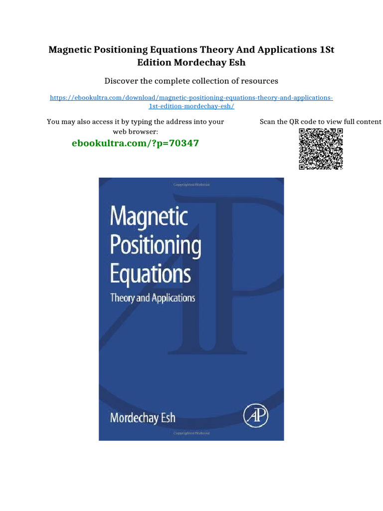 Magnetic Positioning Equations Theory and Applications 1st Edition ...
