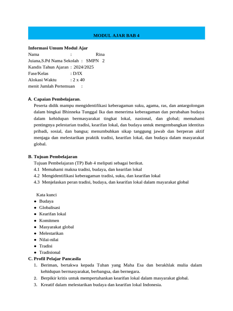 7.4 Modul Ajar - Bab 4 | PDF