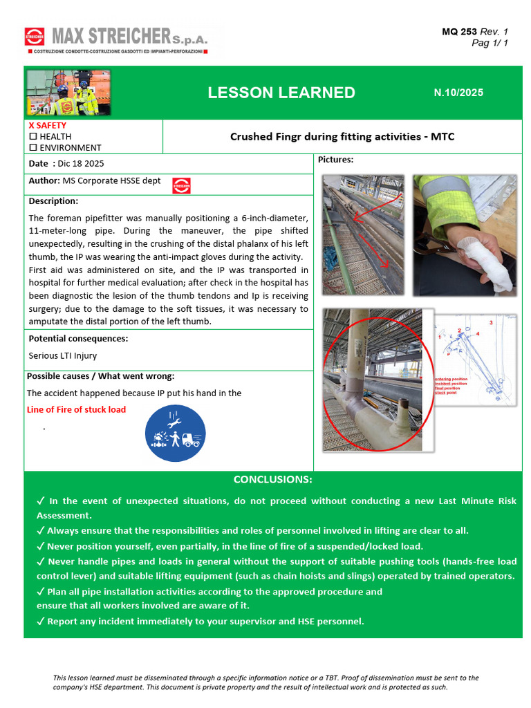 202510_LL_MTC – Crushed Fingr During Fitting Activities | PDF ...