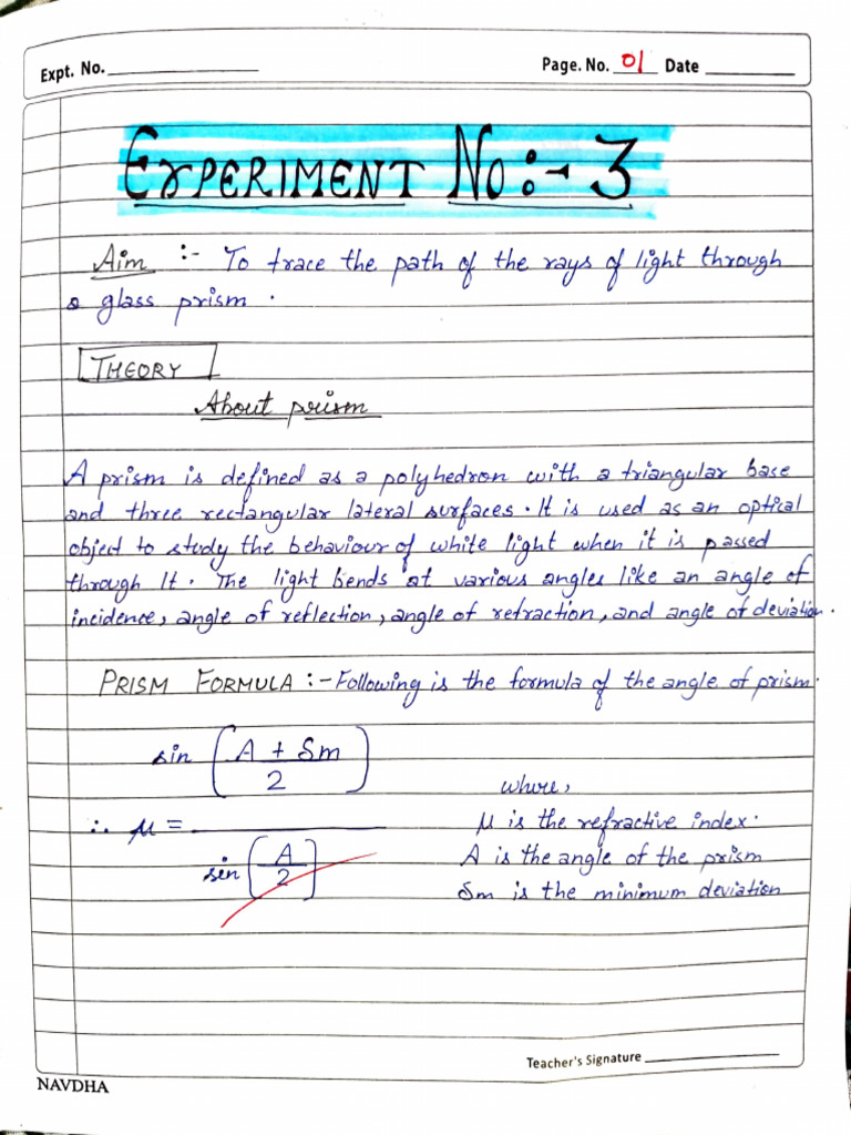 Physics Practical Experiment No 3 | PDF | Optics | Electromagnetic ...