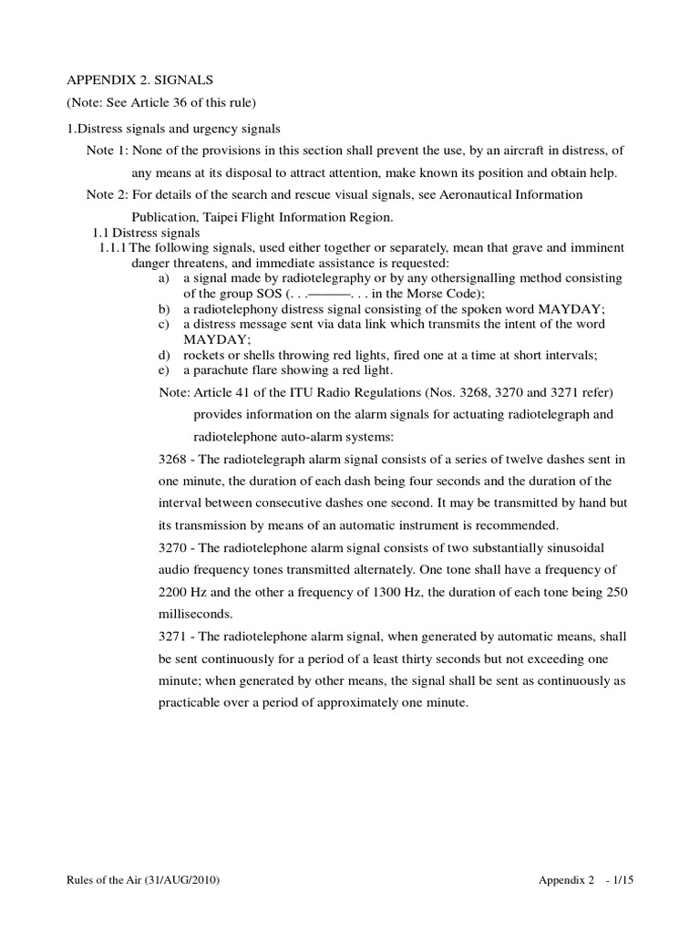 09-01A Rules of The Air Appendix 2 - 1319 | PDF | Aviation | Aircraft