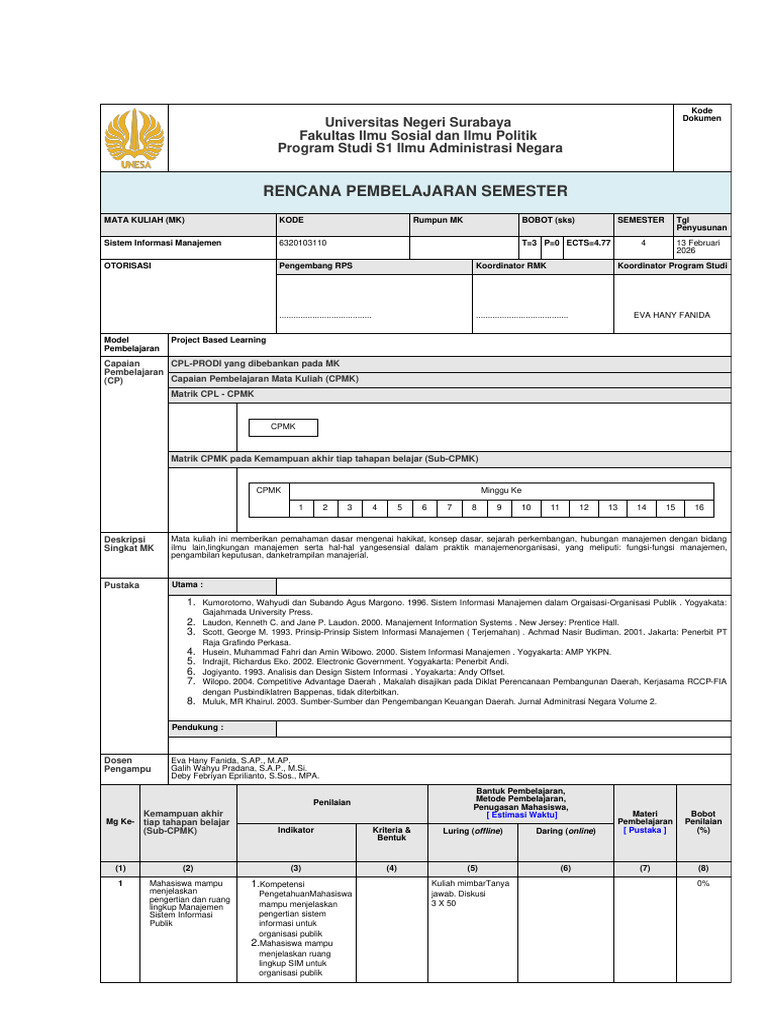 RPS OBE Sistem Informasi Manajemen | PDF