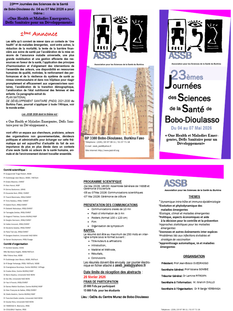 1ère Annonce JSSB 2026 V1 | PDF | Soins de santé | Économie de la santé