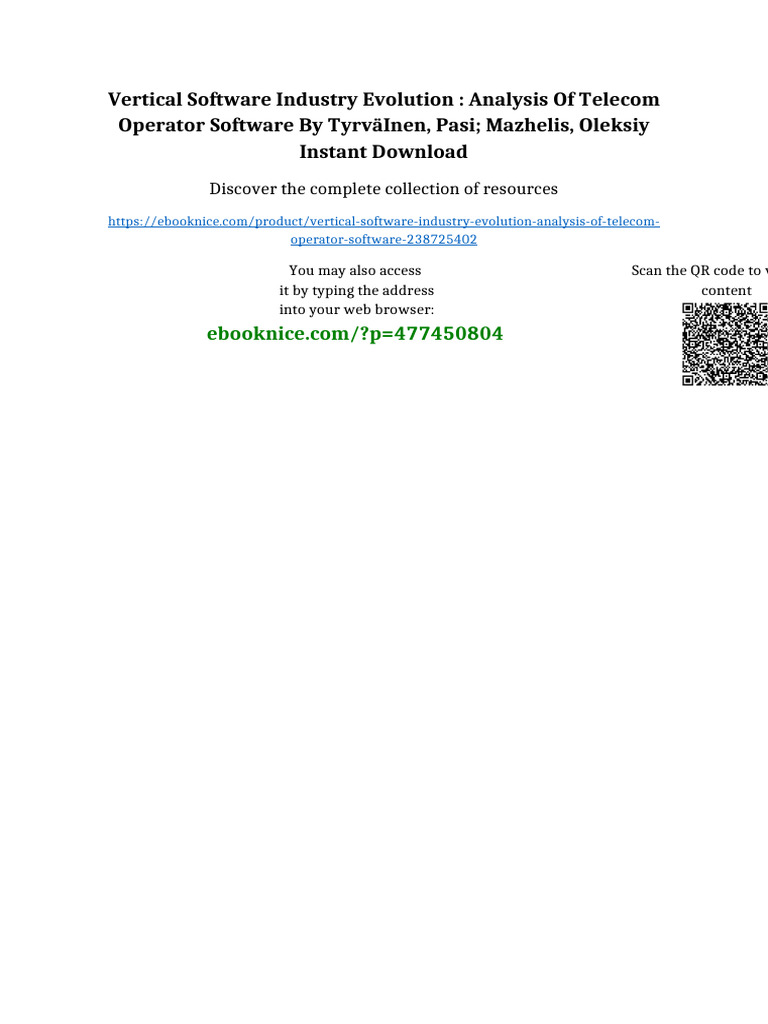 Vertical Software Industry Evolution: Analysis of Telecom Operator ...