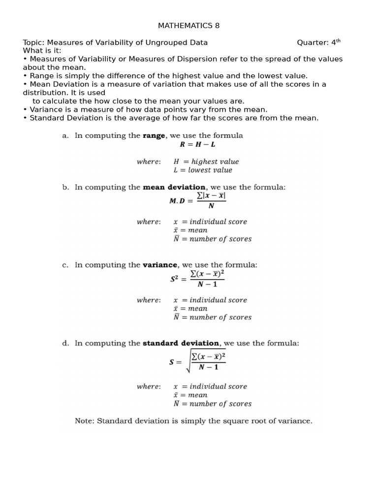 Performance Task Math 8 4th Quarter | PDF | Variance | Mean