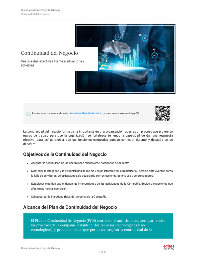 Cursos Normativos y de Riesgo Continuidad Del Negocio | PDF