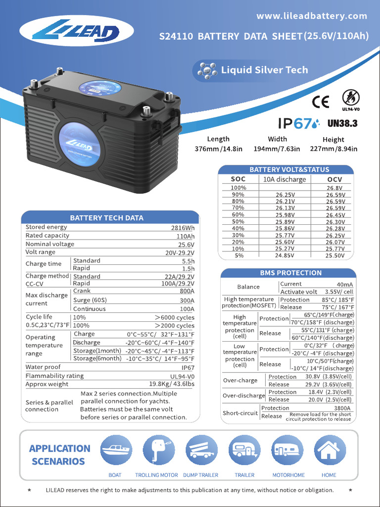 Lilead S24110 Battery Spec | PDF
