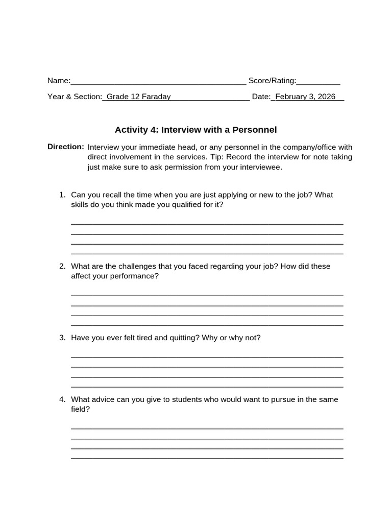 Work Immersion Activities | PDF