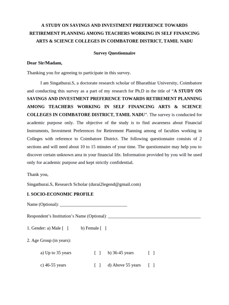 Appendix - R Planning Questionnaire | PDF | Cost Of Living | Pension